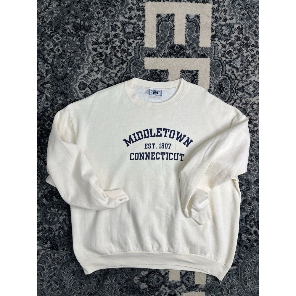 Vintage 90s Lee Brand Middletown Connecticut Tshirt Size 2X Beige Made In USA